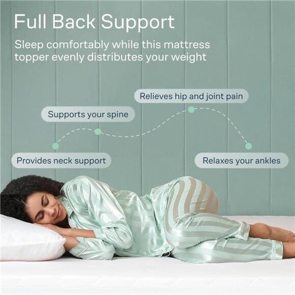 Queen Mattress Topper - 100% Cotton Top Mattress Pad for Back Pain - Picture 4 of 7